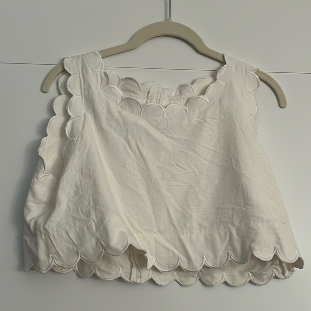 Scalloped White Tank